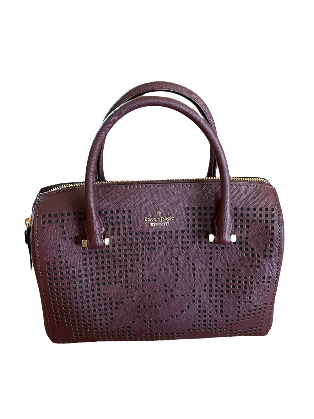 kate spade Deep Plum Perforated Leather Top-Handle Satchel